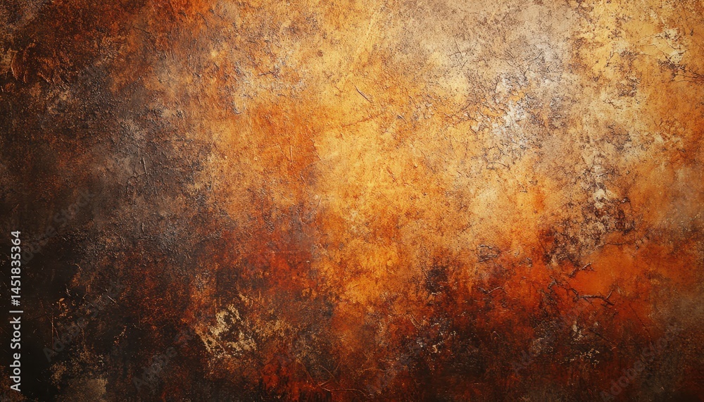 Poster Abstract Rust and Metallic Patina Texture Background with Oxidized Surface and Weathered Effects for Industrial Design Backdrops