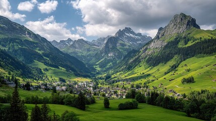 Naklejka premium Stunning Alpine View of Engelberg in Switzerland with Scenic Landscape