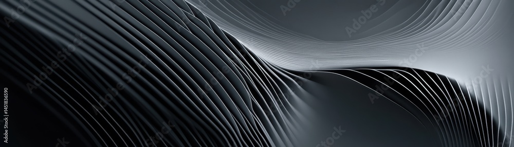 Poster Abstract Wavy Lines Background Texture Pattern with Gray Black and White Gradients for Modern Art Design and Decoration