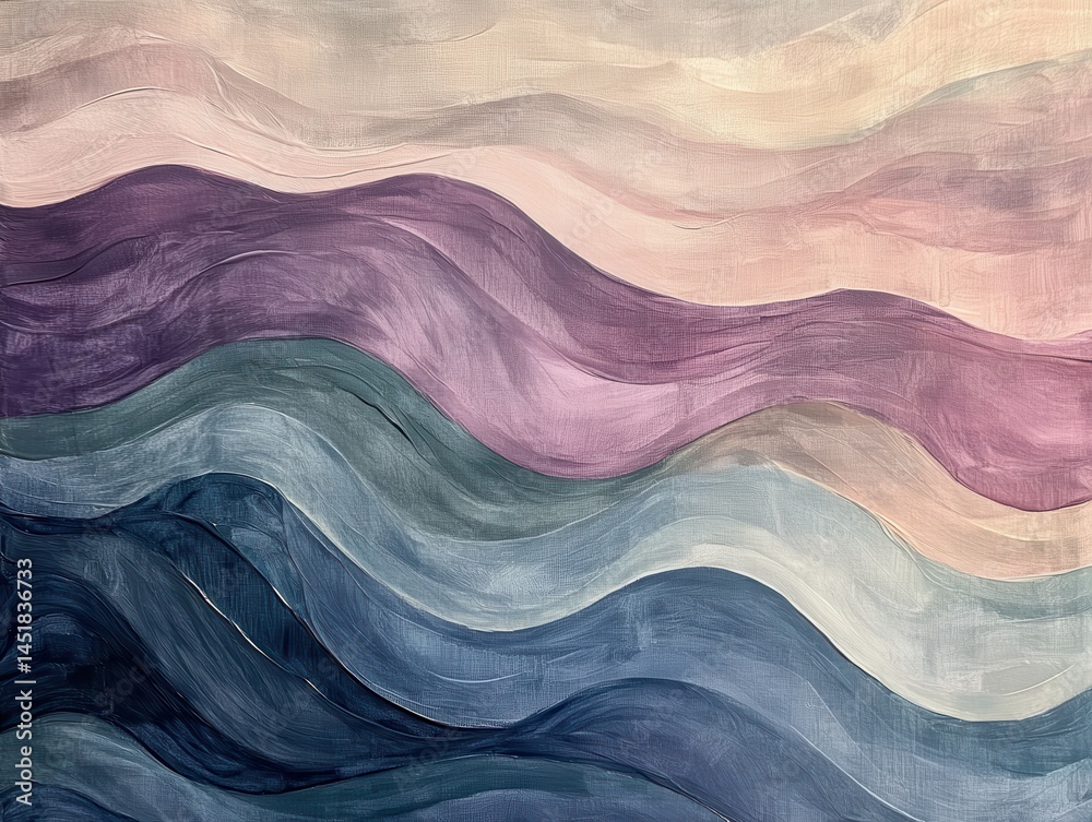 Poster Abstract Wavy Pattern Background with Gradient of Blue Purple Beige Color Scheme and Artistic Wave Design