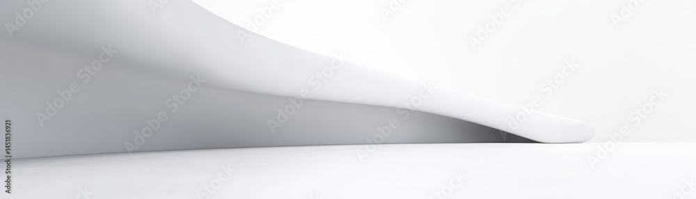 Poster Abstract White Curve Design with Clean Minimalist Aesthetic Featuring Geometric Shapes and Smooth Surfaces on White Background Emphasizing Modern Architecture and Purity