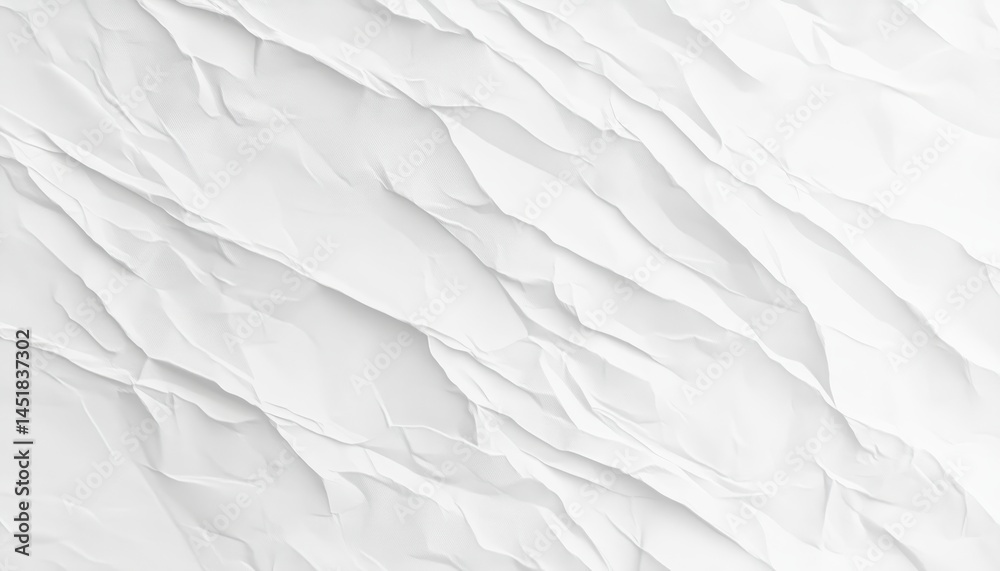 Poster Abstract White Paper Texture Background with Crumpled Sheet Design and Rough Surface Wrinkles Patterned Monochrome Backdrop for Creative Arts and Crafts Element Close Up