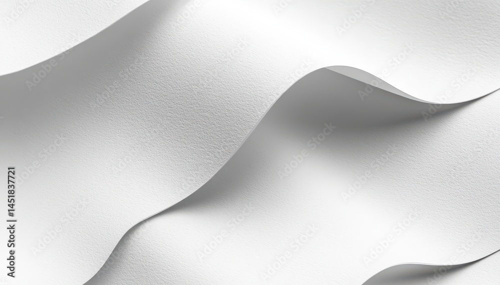 Poster Abstract White Wavy Paper Background with Gentle Light and Shadow Texture Pattern for Modern Graphic Design and Clean Presentation Template with Folded Surface