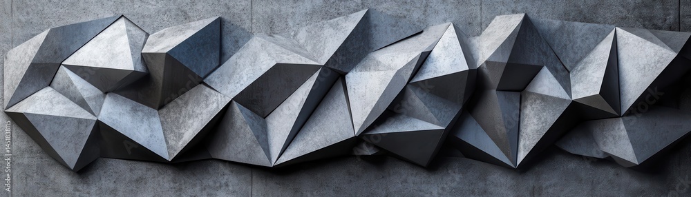 Poster Angular Faceted Stone Pattern Gray Architectural Design Featuring Geometric Precision And Structured Surface Details For Modern Aesthetic Background And Decorative Texture