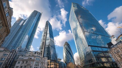 Stunning Skyscrapers in London's Business District Under Bright Sky