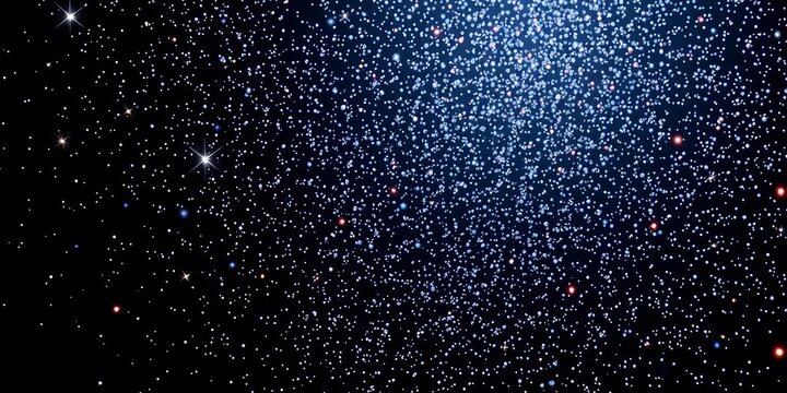 Millions of glittering stardust particles falling like a snowstorm, isolated on black, abstract, magic