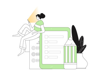 Invite friends to conduct questionnaire flat vector concept operation hand drawn illustration
