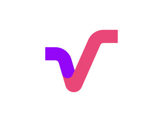 creative v letter logo with checkmark
