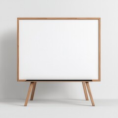 Minimalist Wooden Frame Display Stand with Blank White Canvas