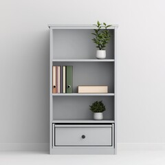 Modern Minimalist Bookshelf with Plants and Open Spaces in Interior Design