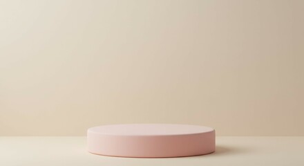 Pink Pedestal on Beige Background for Product Display