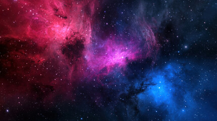 Fototapeta premium Stunning Cosmic Nebula with Vibrant Red and Blue Colors in Deep Space Background