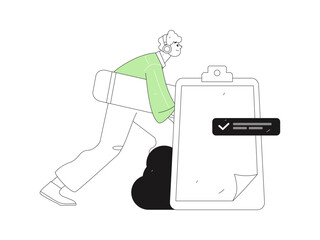 Invite friends to conduct questionnaire flat vector concept operation hand drawn illustration
