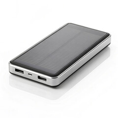 Solar powered phone charger on white background