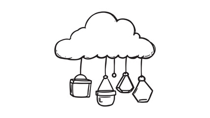 Cloud Storage Solution Line Art Concept for Digital Storage Systems