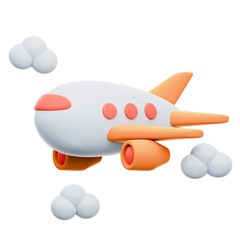 Cartoon Airplane Flying 3D Rendering Icon Isolated Transparent Background
