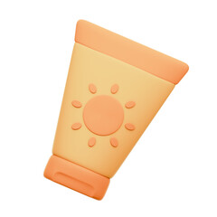 Cartoon Sunscreen 3D Rendering Icon Isolated Transparent Background