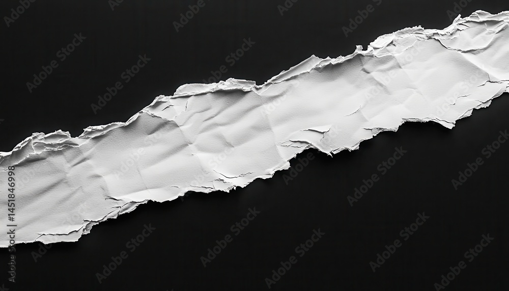 Poster Dramatic Torn Paper with Crumpled Texture on Dark Background Highlighting Abstract Design and Rough Surface for Artistic Compositions