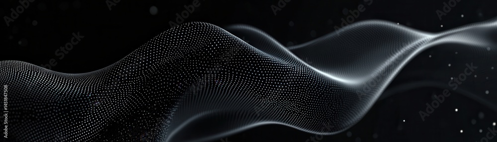 Leinwandbilder Dynamic Abstract Waves with Glowing Particles on Dark Background for Futuristic Design and Modern Technology Concept Creative Visuals