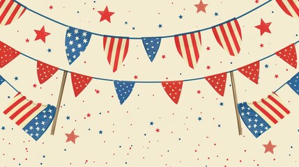 Obraz premium Flag Day European - style Background: Engraving Elegant Red Flags, Spreading a Gorgeous Scroll of the Integration of National Flag's Dignity and European Charm