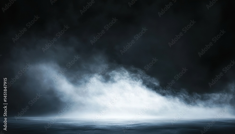 Aufkleber eerie foggy stage background with dark atmospheric mist creating a sense of mystery and intrigue wit