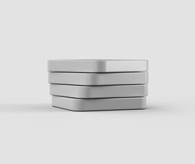 A stack of smooth, white square blocks, arranged symmetrically in a modern style. 3d illustration