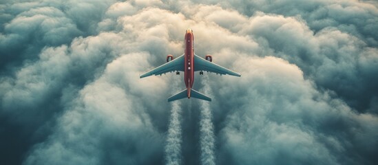 Naklejka premium Airplane Soaring Above Cloudscape