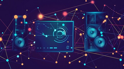 Fototapeta premium Digital Audio System with Networked.