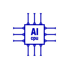 Artificial intelligence AI processor setting vector icon web site, logo, social media. vector	