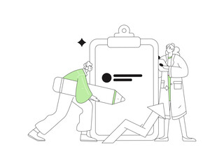 Invite friends to conduct questionnaire flat vector concept operation hand drawn illustration
