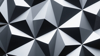 Abstract geometric pattern with triangles creates a futuristic black and white design texture