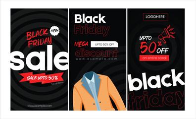 Black Friday Mega Discount Story Banners Social Media Template
