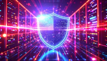 Obraz premium A digital guardian floating in a sea of data. 