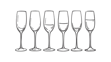 Crystal Champagne Flute line art illustration perfect for any celebration