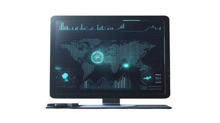 Floating carbon footprint-linked investment platform dashboard, isolated, PNG format, transparent background. Varient 4