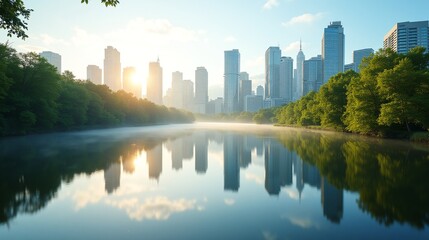 Obraz premium Serene Cityscape Reflections