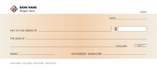 Editable Bank Cheque Design: Blank Check Template in Vector Format