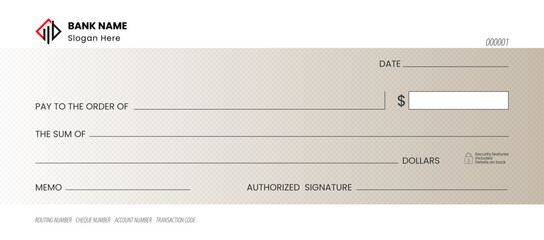 Editable Bank Cheque Design: Blank Check Template in Vector Format