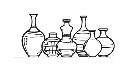 Detailed Ceramic Vase line art Illustration in Minimalist Style