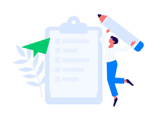 Invite friends to conduct questionnaire flat vector concept operation hand drawn illustration
