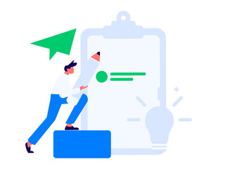 Invite friends to conduct questionnaire flat vector concept operation hand drawn illustration
