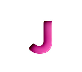Vibrant pink gradient letter J with sleek design. 3D Illustration.