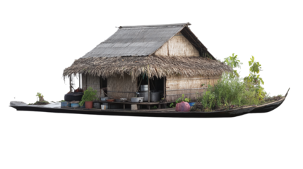 Floating clean cooking energy tracking platform for rural communities, isolated, PNG format, transparent background. Varient 4