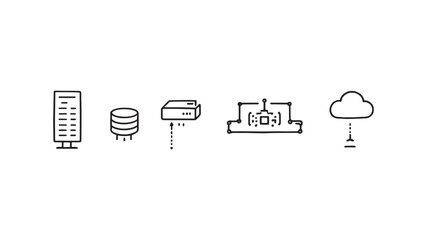 Elastic Compute Resource Line Art Visualizing Scalable Cloud Computing