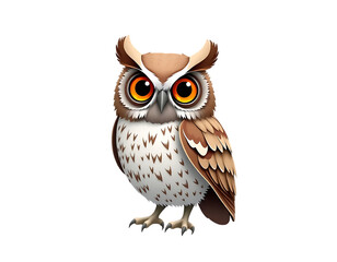 Cute Cartoon Owl with Big Eyes