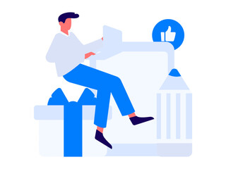 Invite friends to conduct questionnaire flat vector concept operation hand drawn illustration
