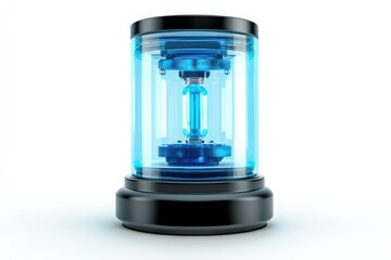 Glowing cylinder with plasma core isolated on white background