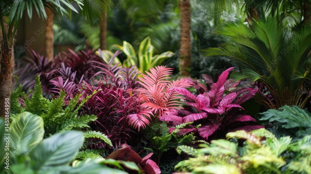 Fototapete purplish-red ferns and palms lend their rich colors to a lush and inviting environment, with plenty 