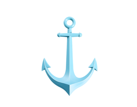 3D Rendered Light Blue Anchor on Transparent Background