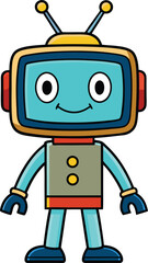 Naklejka premium Cartoon robot with a vintage television screen for a head mascot logo design